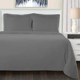 Cotton Flannel Solid Duvet Cover Set with Button Closure